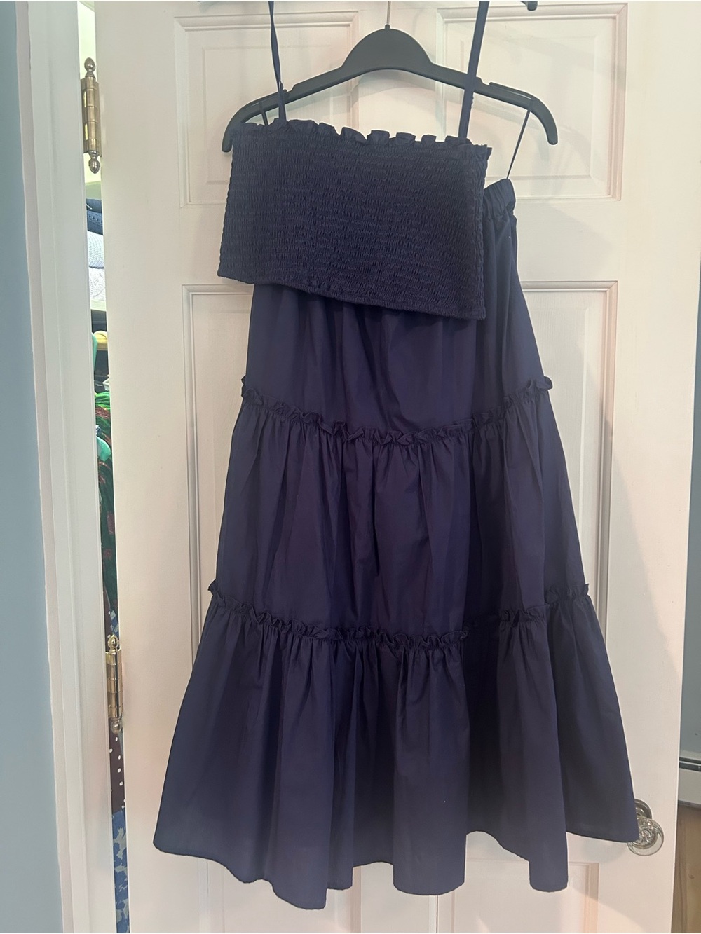 Navy OPT Crop Top and Tiered Midi Skirt